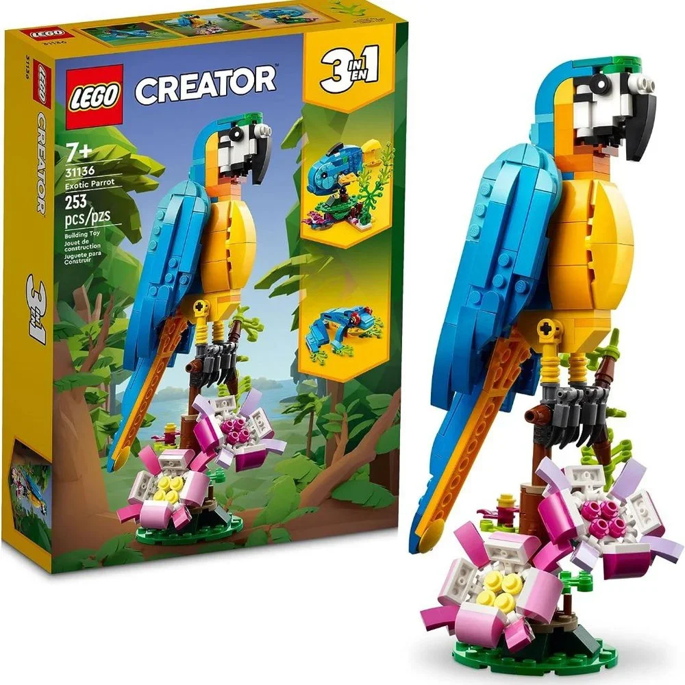 Lego Creator 3in1 Exotic Parrot Macaw Fish Frog Lego Set 253 Pieces CHRISTMAS Ma
